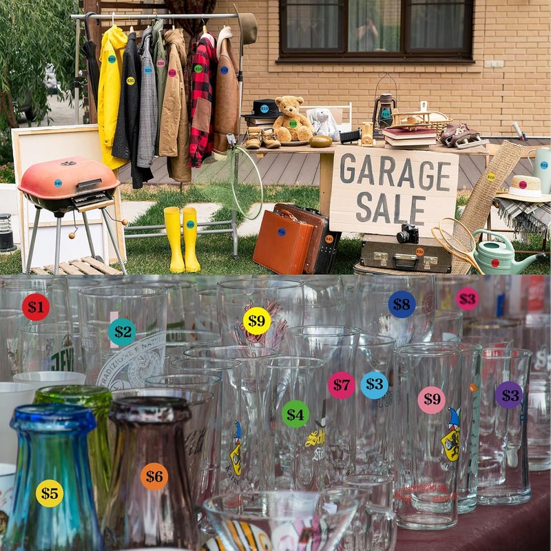 Aurtho 2000 Pcs 3/4" Garage Sale Price Stickers Sheets, 10 Color Yard Sale Price Stickers, Round Color Coding Labels, Circle Dot Sticker for Home Decorative,Office, Classroom, Papers Etc - Image 4